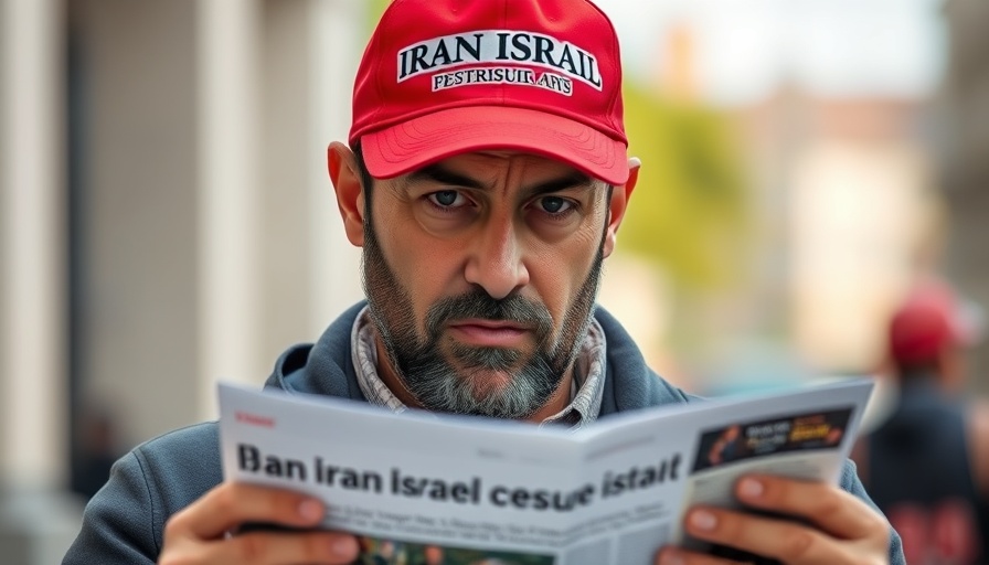 Breaking news of Iran Israel ceasefire with figure in red cap.