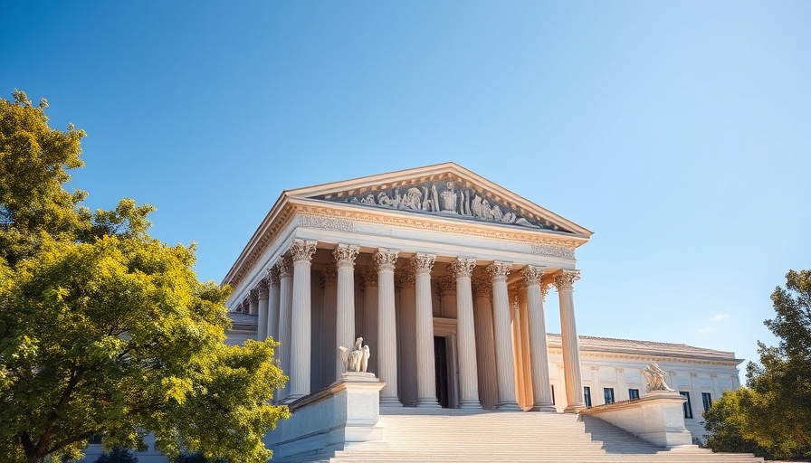 Supreme Court building symbolizing justice under a clear sky.