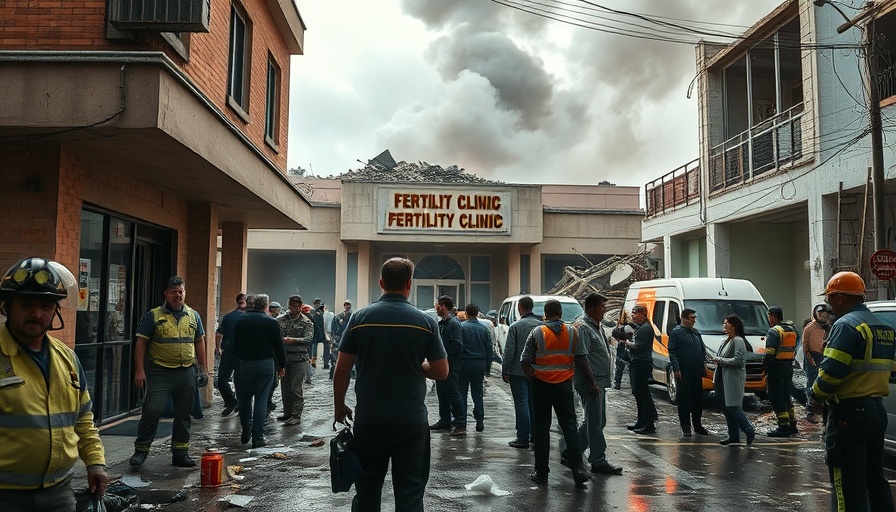 Emergency responders at damaged clinic after Palm Springs Fertility Clinic bombing.