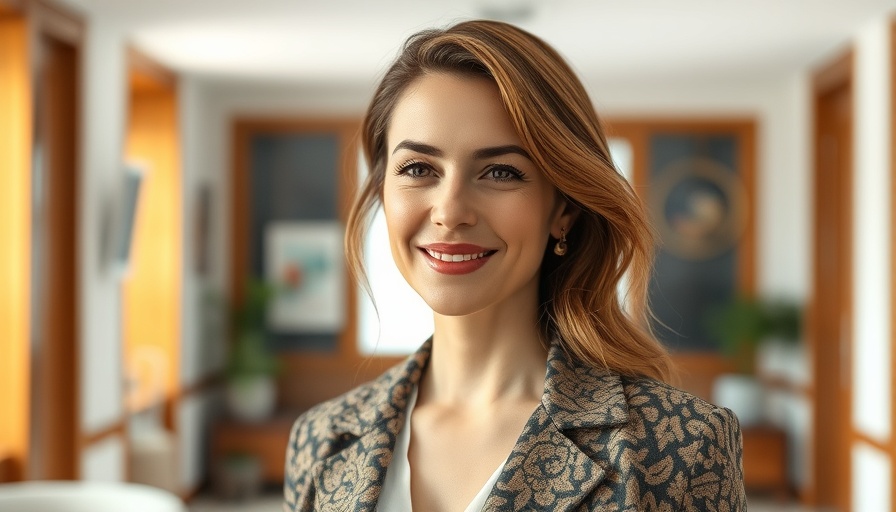 Elegant woman in patterned jacket, soft expression.