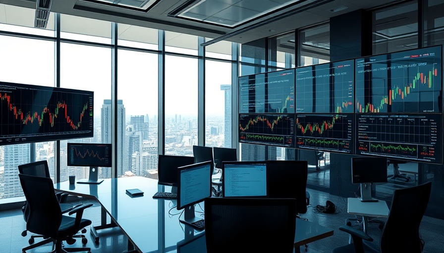 Modern office with financial graphs, cityscape view, BlackRock Private Credit Investments.