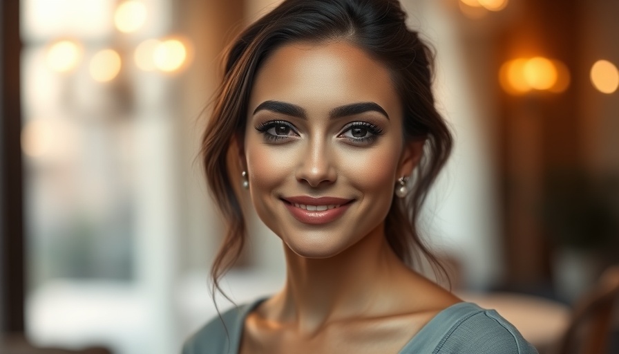Woman with minimal makeup look in elegant indoor setting.