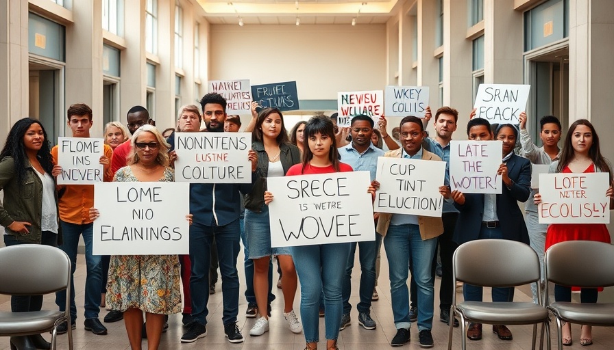 Diverse group protesting Pennsylvania Medicaid cuts in a bright atrium.