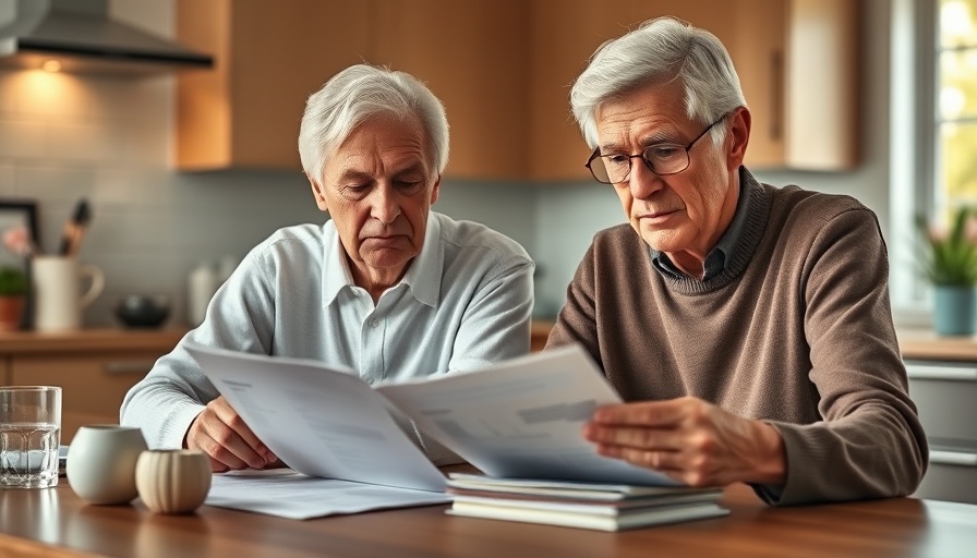 Elderly couple reviewing finances for retirement planning.