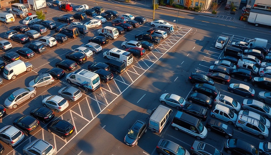 Aerial view of parking lot with SEPTA parking fees information displayed.