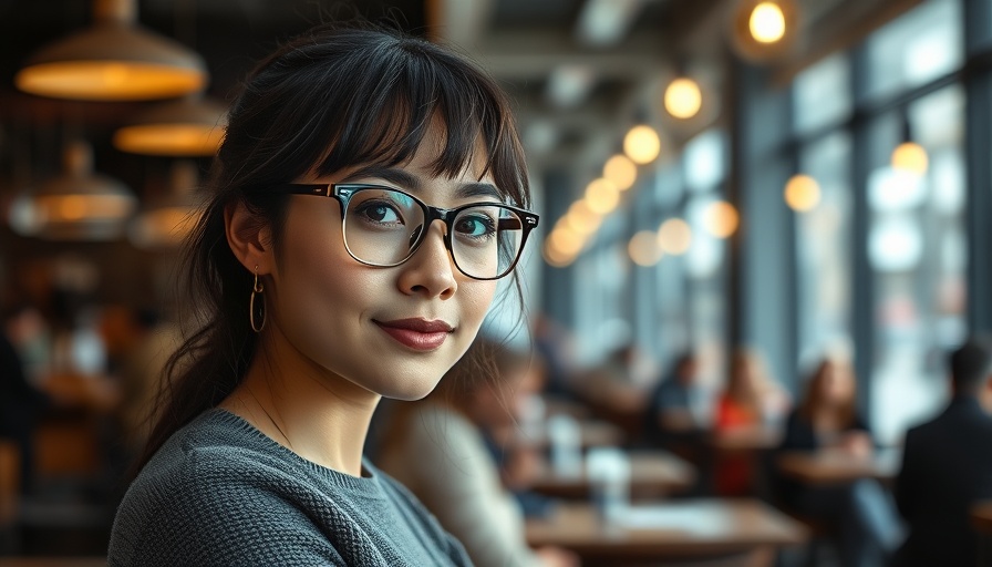 Young woman smiling, related to GOP Medicaid Cuts, in a cozy cafe setting.