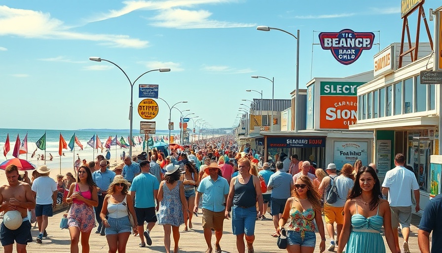 Ocean City boardwalk bustling with vacationers; rising prices impact.