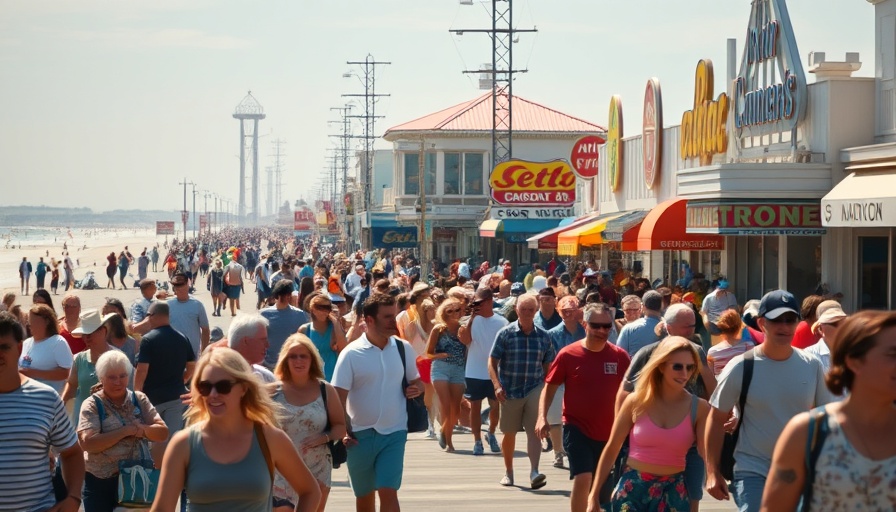 Crowded Ocean City boardwalk on a sunny day, illustrating vacation prices.