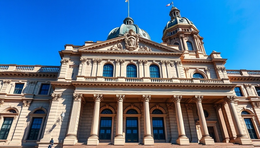 Historic Pennsylvania legislative building with domed roof under clear sky.