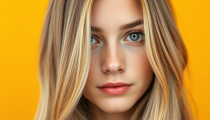 Young woman with blonde hair in front of yellow background using SPF moisturizers.