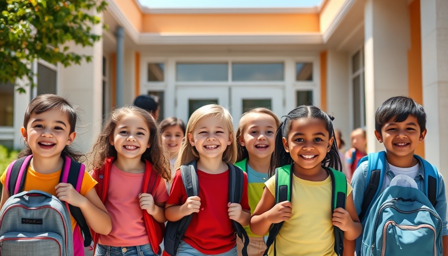 Children entering a school building on a sunny day, representing federal tax credit school choice.