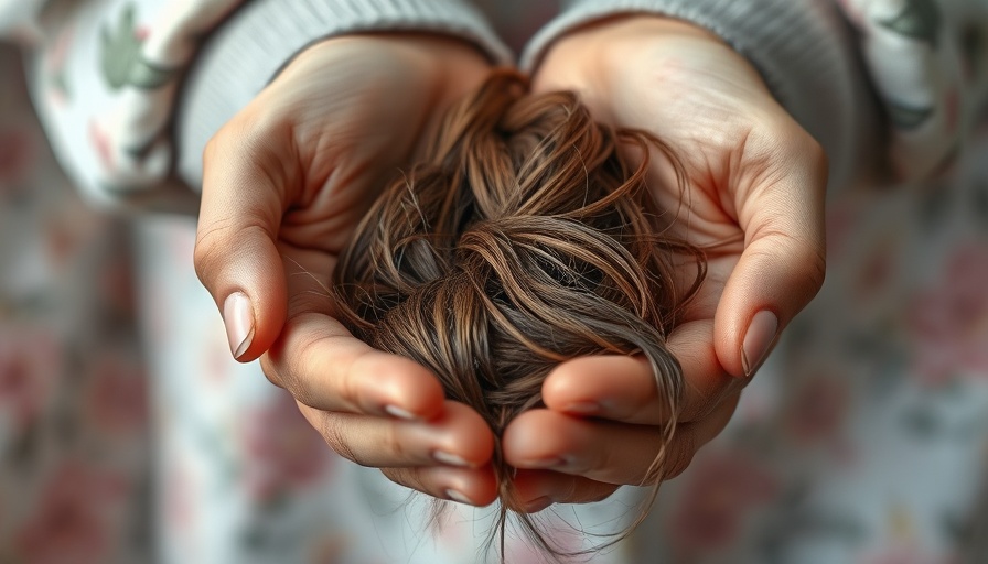 Close-up of hands with hair strands, signifying autoimmune hair loss.