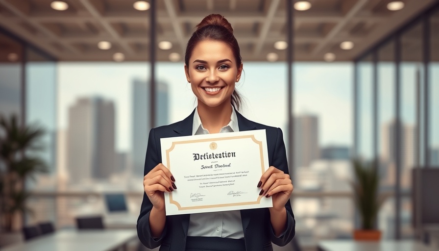 Professional woman advancing her career with a degree, diploma in hand.