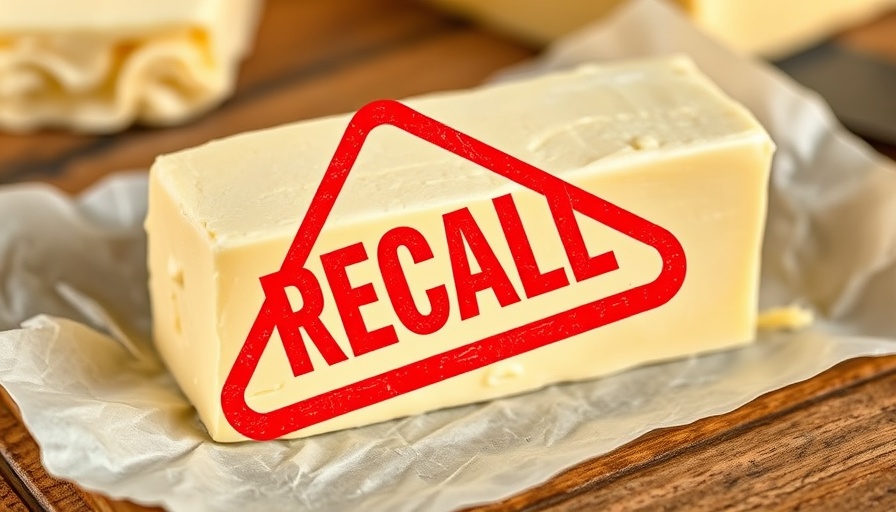 Butter recall warning displayed on butter block.
