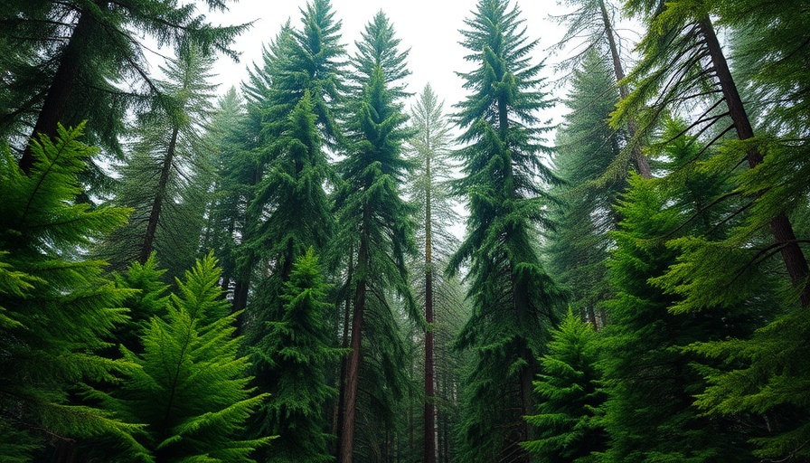Majestic trees in Cook Forest State Park, lush green foliage, serene setting.