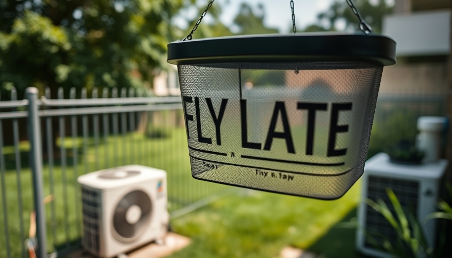 Close-up of an outdoor fly trap hanging in a backyard, best fly traps.