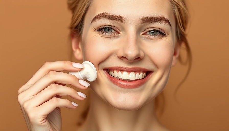 Woman applying face moisturiser for normal skin with a smile.