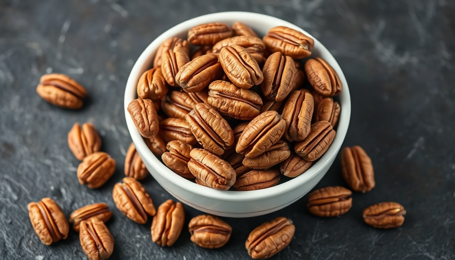 Close-up of pecans in a bowl, highlighting health benefits.