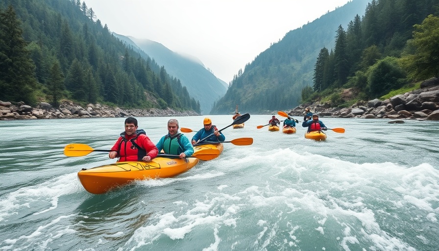 Things to Do By Season in Asheville: Group kayaking through lush forest.