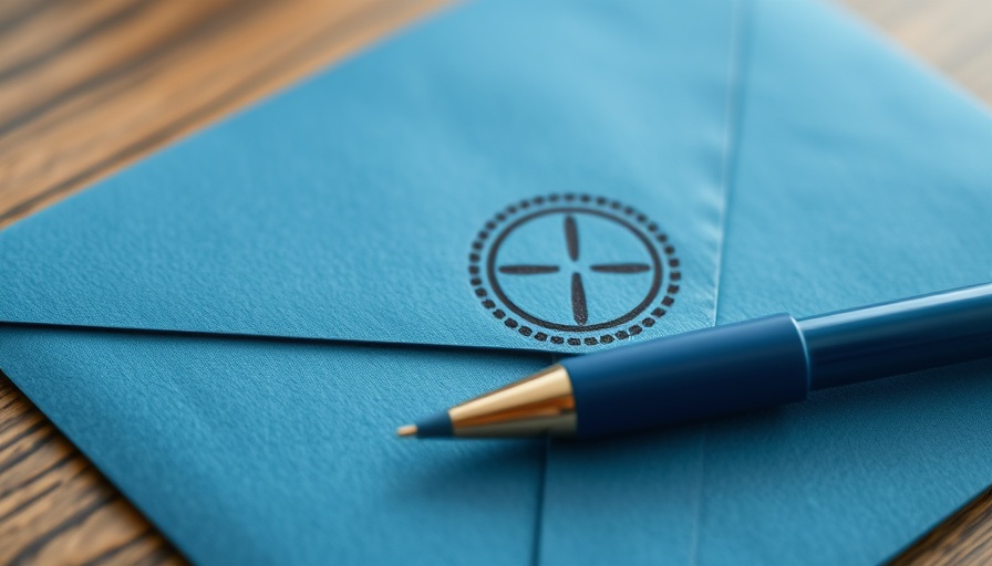 UNCA development plans letter with pen and stamp design.