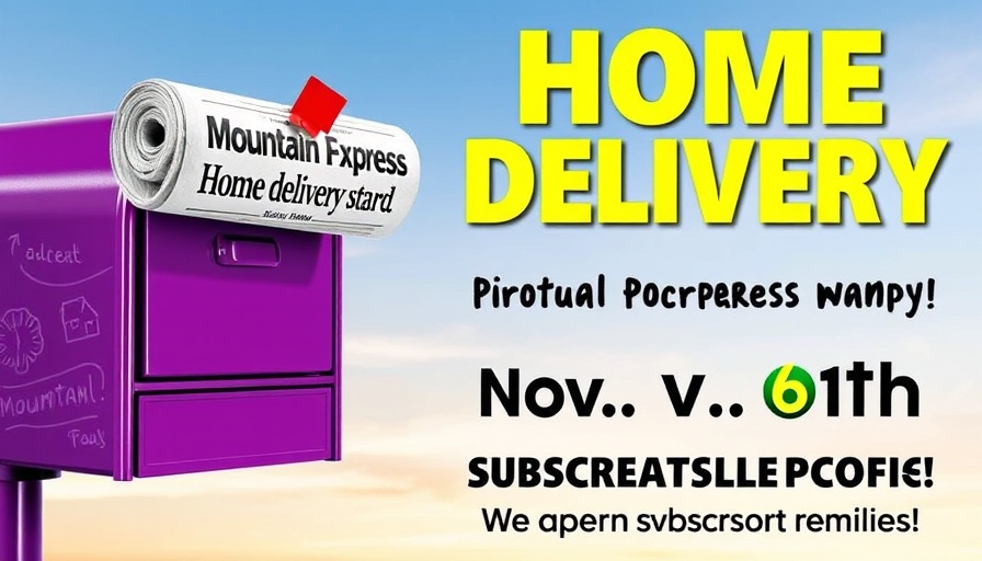 HCA Healthcare profits vs patients; vibrant advertisement for Mountain Xpress home delivery.