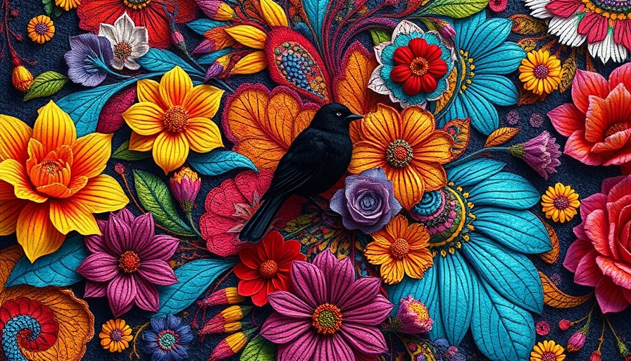Colorful abstract art with bird silhouette and vibrant floral patterns, representing Asheville Community Initiatives.