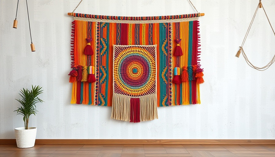 Colorful wall tapestry at Domestic Tranquility Exhibition Asheville.