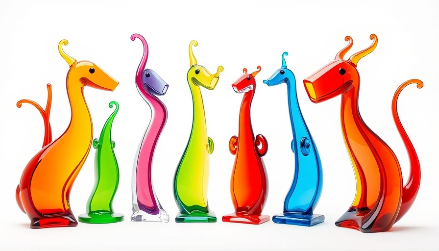 Colorful abstract glass sculptures at Toe River Arts Spring Studio Tour.