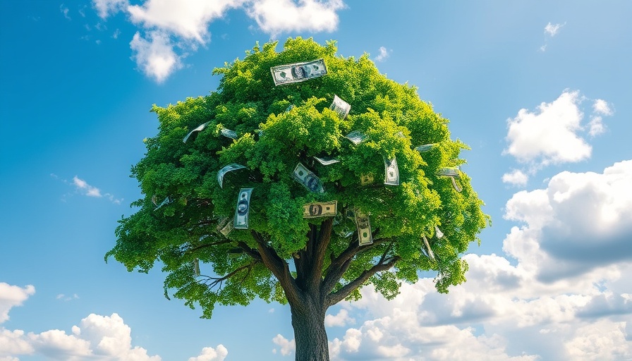 A tree of dollar bills symbolizing 1031 exchange benefits for Asheville investors.