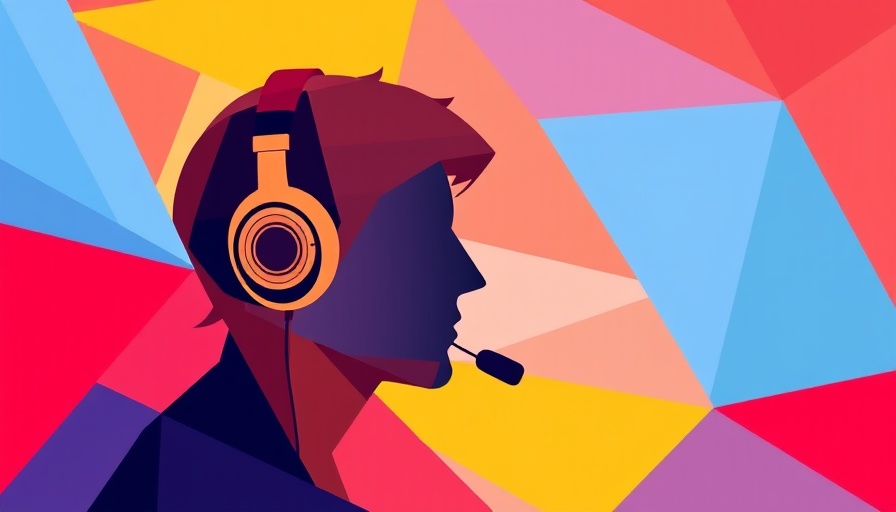Podcast illustration with microphone and headset graphic.