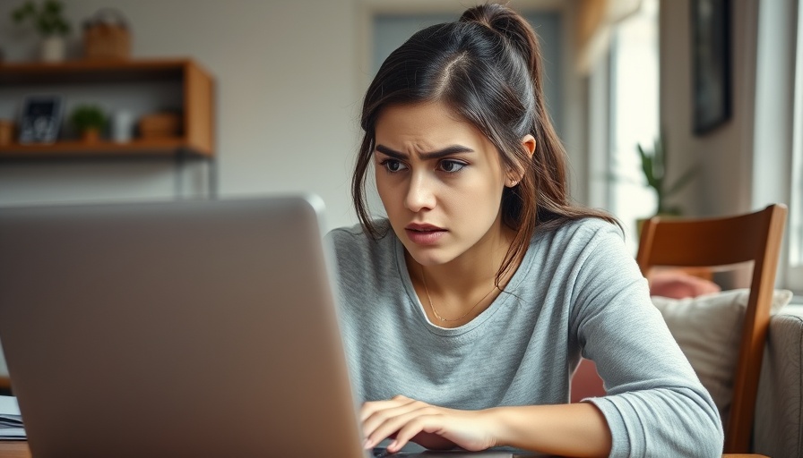 Focused young woman frustrated at laptop in cozy home, improving concentration tips.
