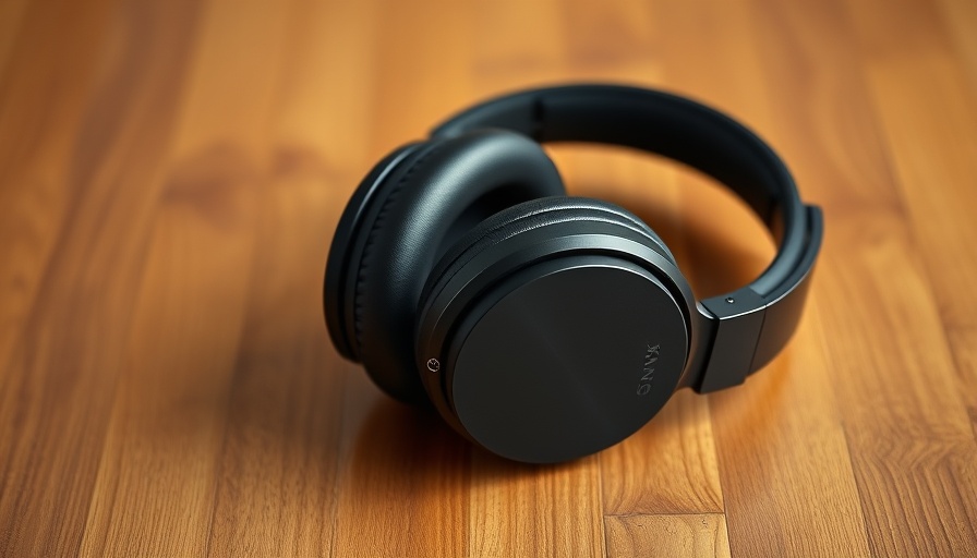 Sony WH-1000XM6 headphones on wooden table surface.