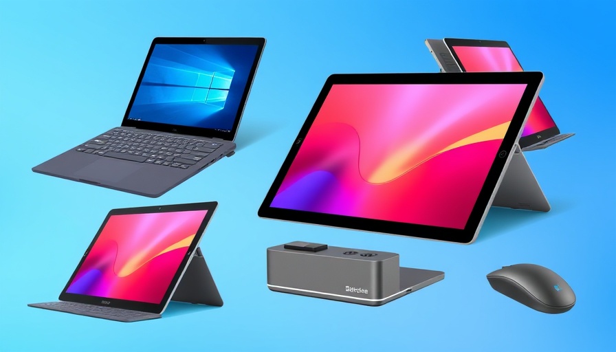 Microsoft Surface Memorial Day Sale promotional image with laptops and accessories.