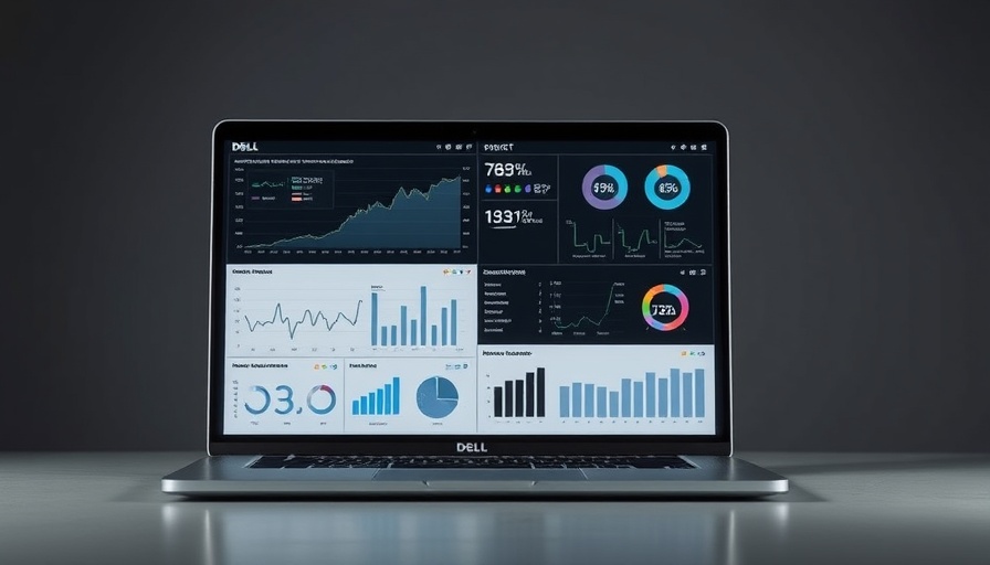 Dell laptop showing data graphs and charts, NPU feature highlighted.