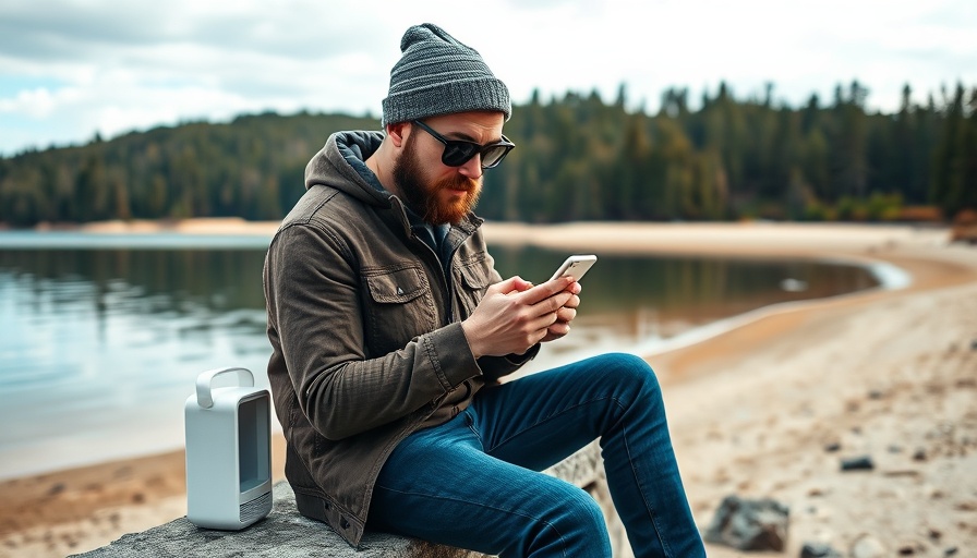 Man on beach using Bluetooth speaker, showcasing lossless audio.