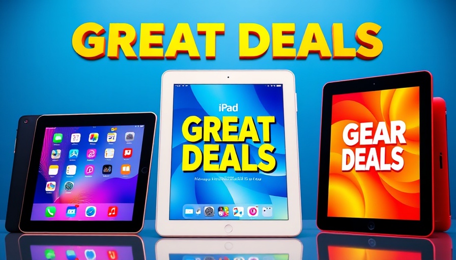 iPad deals savings display with vibrant iPad images.