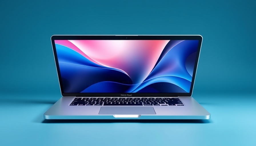 2026 MacBook Pro redesign with dual screens on blue background.