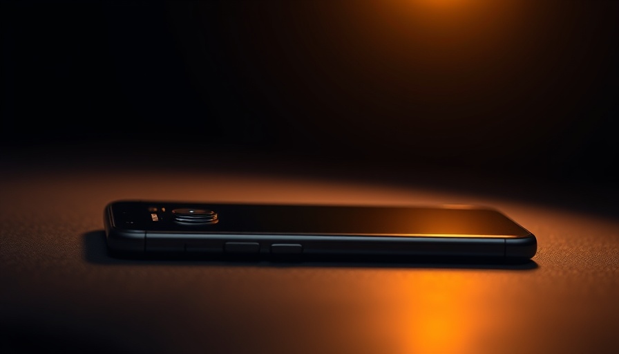 Thin smartphone with camera module against dark background, highlighting design.