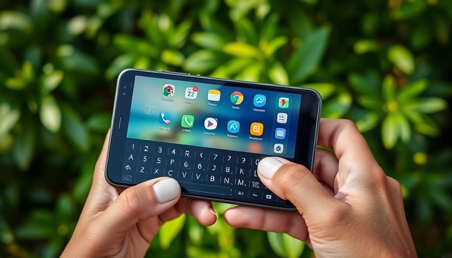 Unihertz Titan 2 QWERTY keyboard smartphone in hands outdoors.