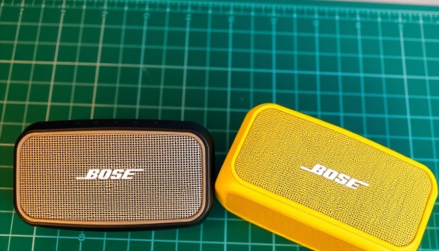 Comparison of Bose SoundLink Plus and SoundLink Max speakers on a mat