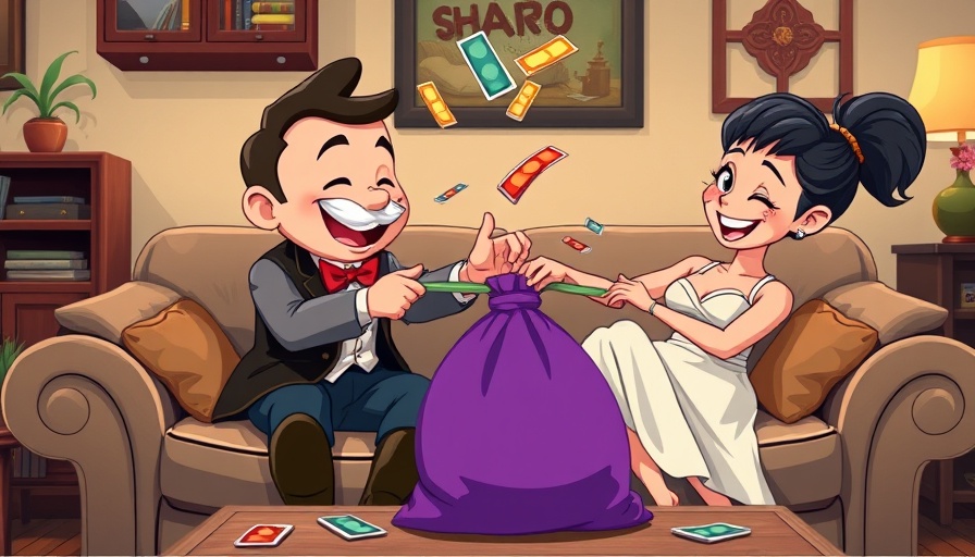 Monopoly Go ad campaign: couple and Monopoly character in playful scene.