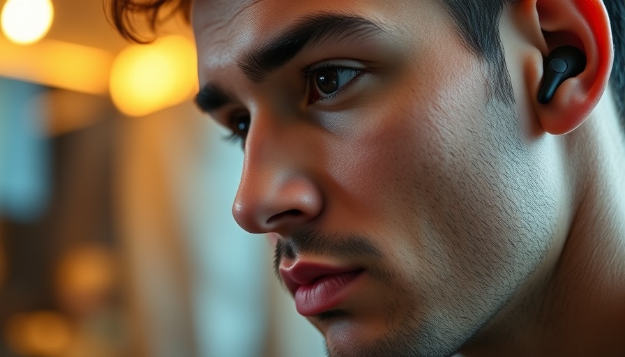 Close-up of Oriveti Bleqk Dynabird earphones in use.