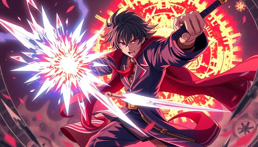 Honkai Star Rail Fate/stay Night character in action pose with swords and gears.