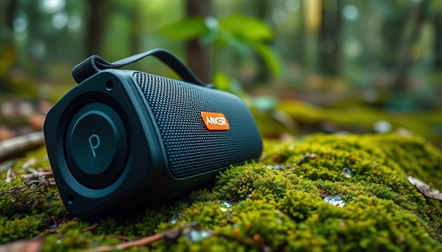 Anker Soundcore Boom 2 speaker in outdoor setting.
