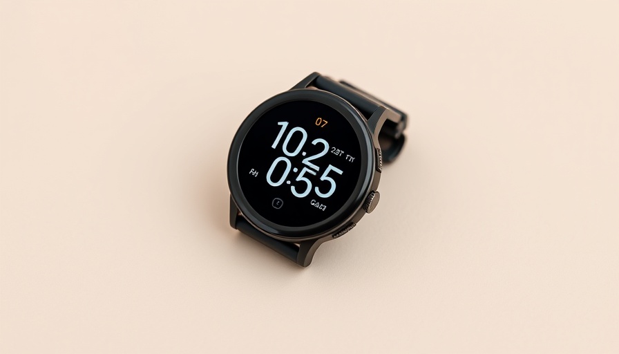 Sleek smartwatch displaying time and date features.