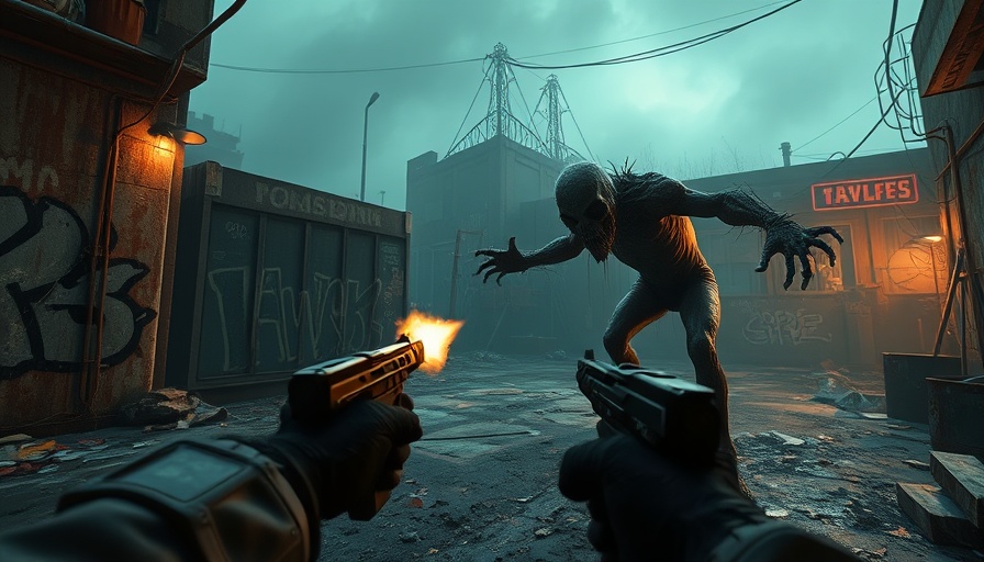 Gamer confronts ghoul in Fallout: Bakersfield fan-made Doom mod.