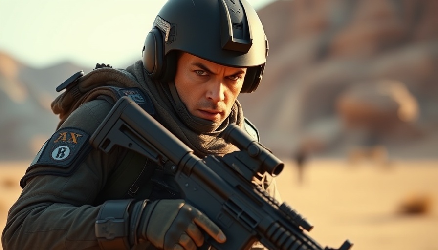 Futuristic soldier in action, Battlefield 6 style, cinematic scene.
