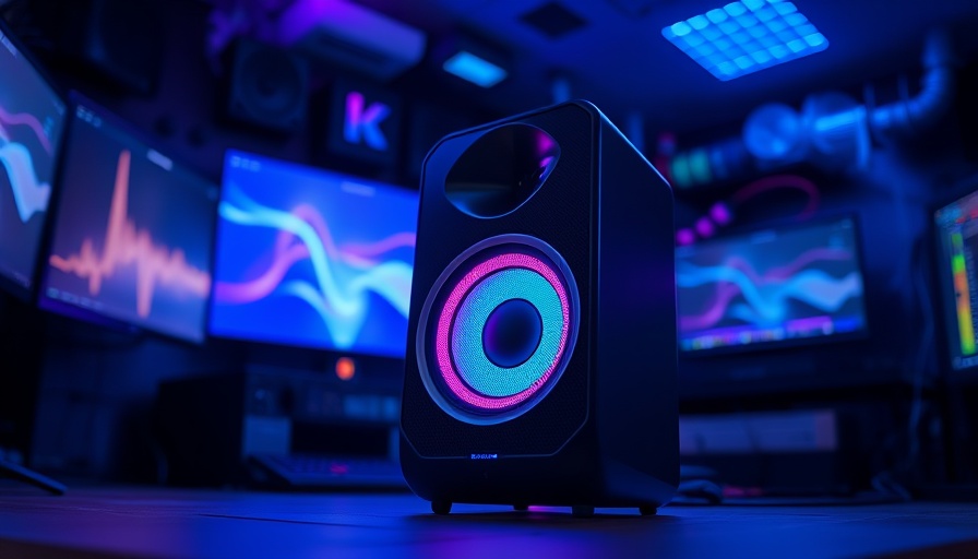 JLab Epic Party Speaker in a vibrant tech setting.