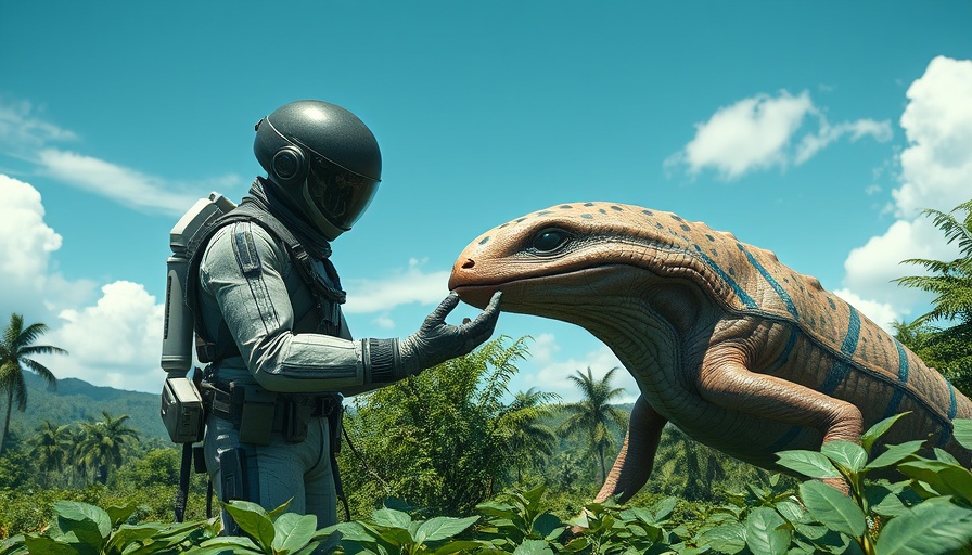 Exploring alien creatures in No Man's Sky game environment.