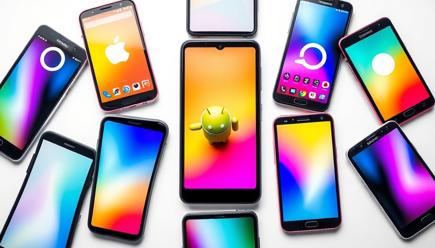 Google Quick Share feature illustration with vibrant screens and Android figure.